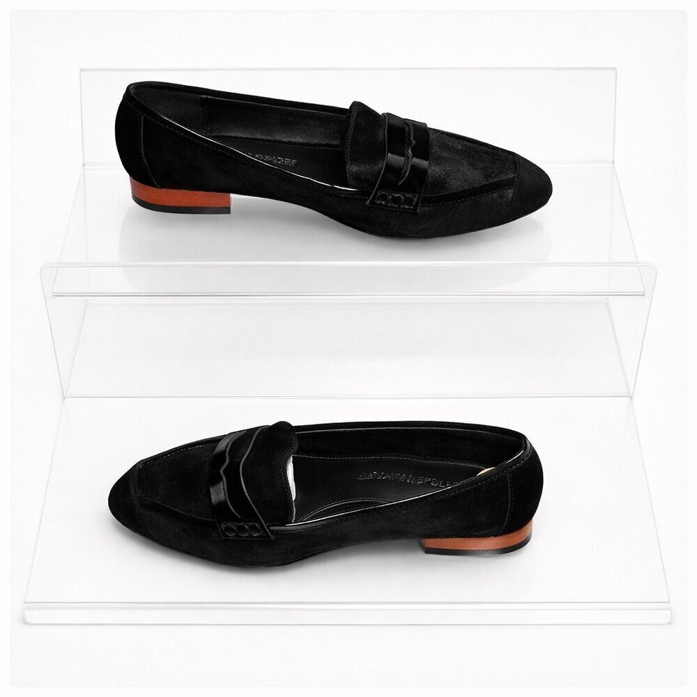 REBECCA MINKOFF Black Fur Dyed Loafers Size 7M